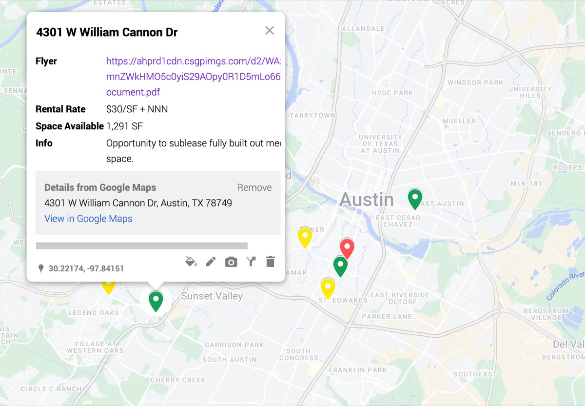Example medical site map we prepare for Austin tenants