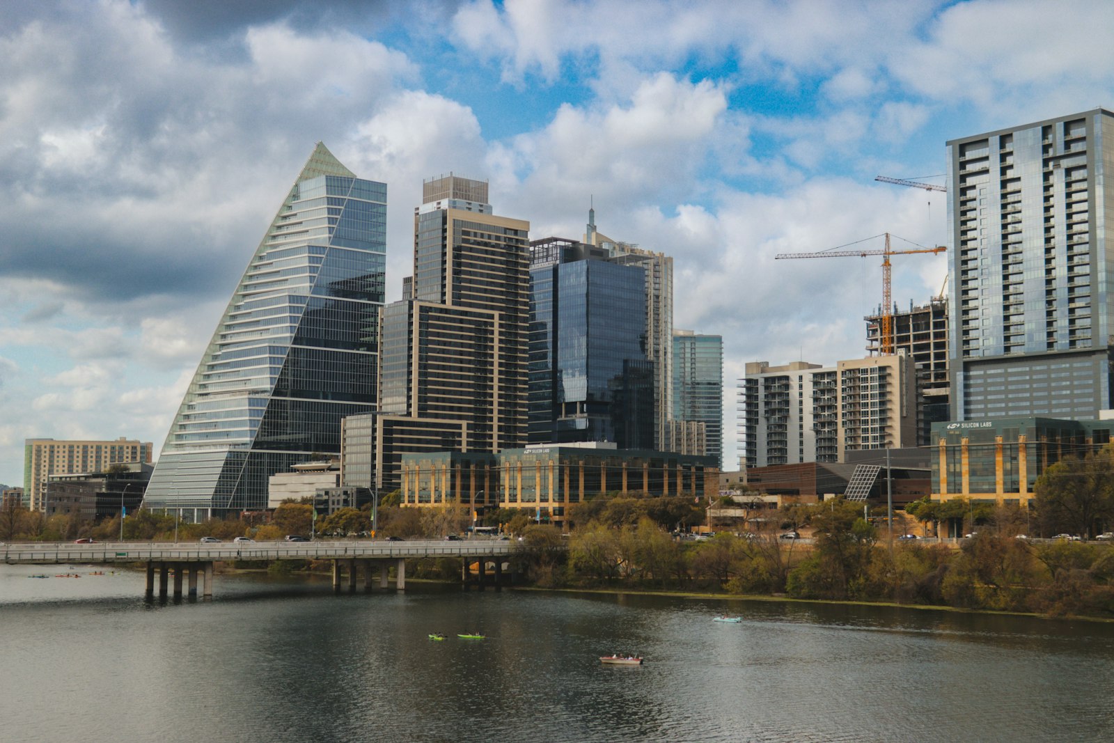 Downtown Austin office towers over Lady Bird Lake