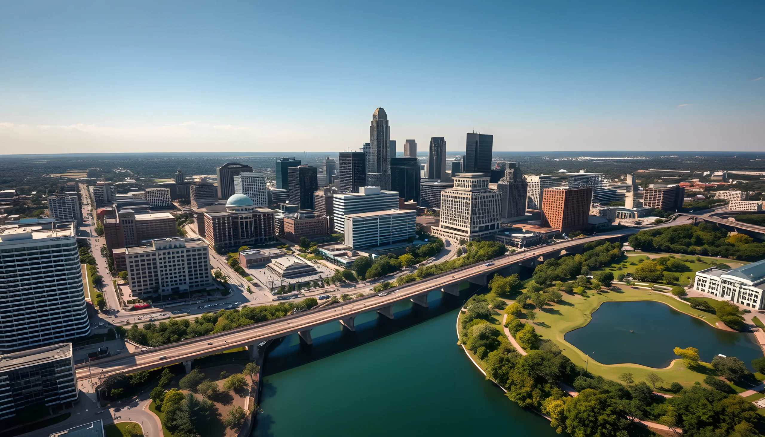 aerial view downtown Austin Texas commercial real estate